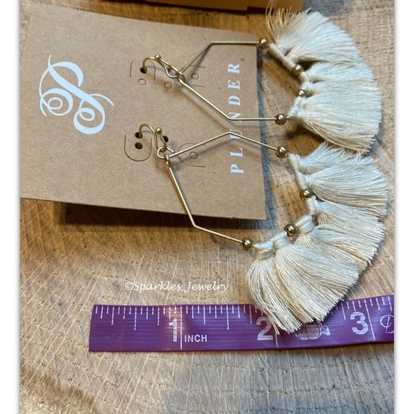 Plunder Glitter Earrings - Cream tassels - Picture 3 of 6